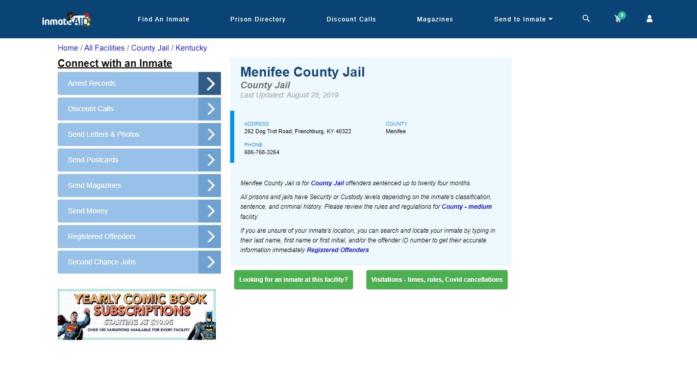 Menifee County Jail - Inmate Locator - Frenchburg, KY